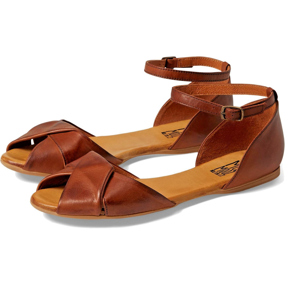 Miz Mooz Brown Leather Ankle-Strap Sandals